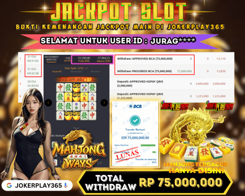 JOKERPLAY365 BUKTI JACKPOT MAHJONG WAYS